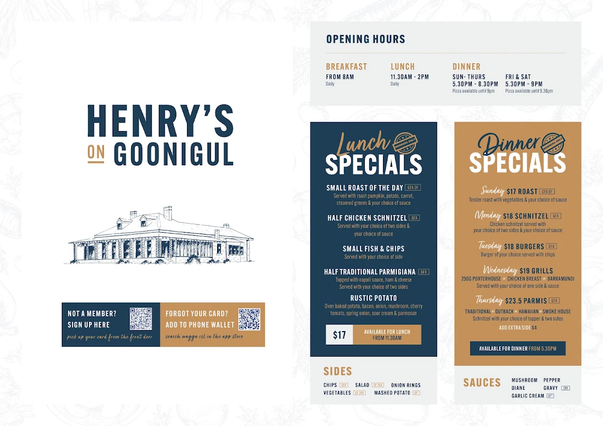 Menu, Wagga RSL Club