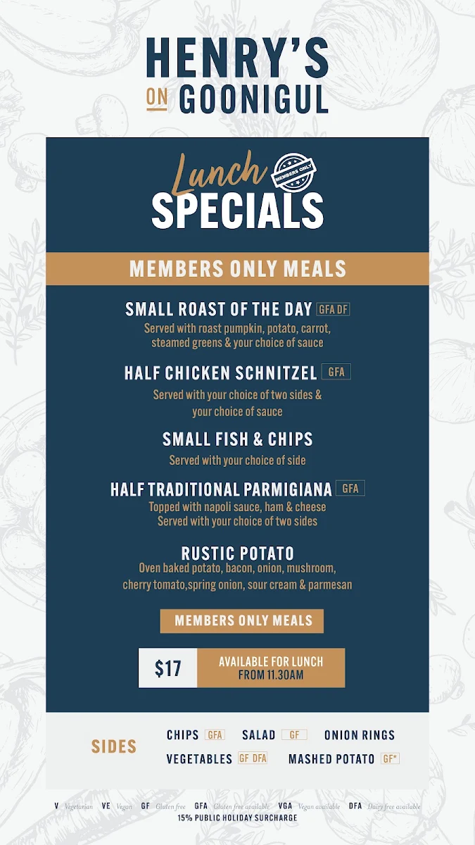 Menu, Wagga RSL Club