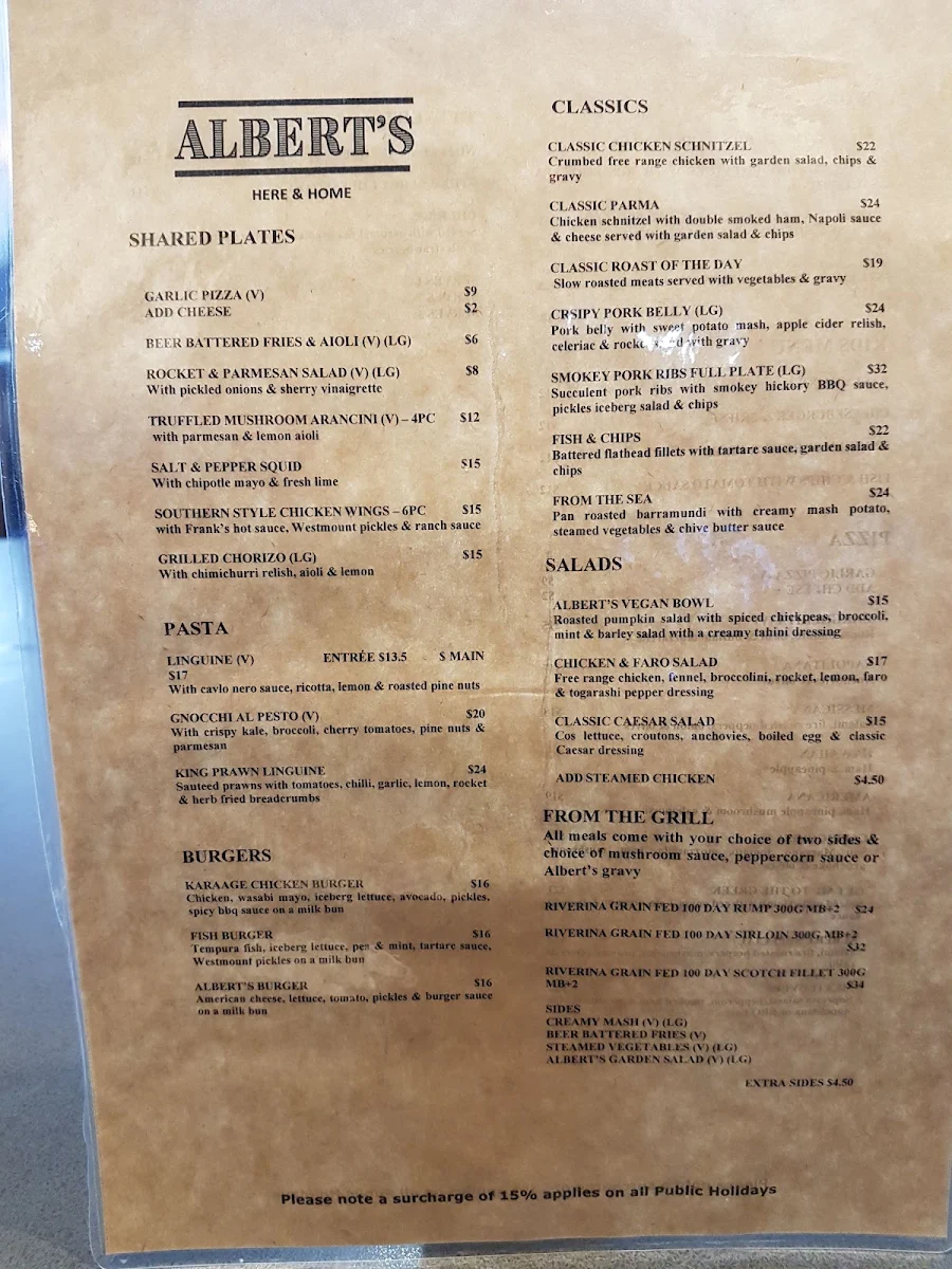 Menu, Wagga RSL Club