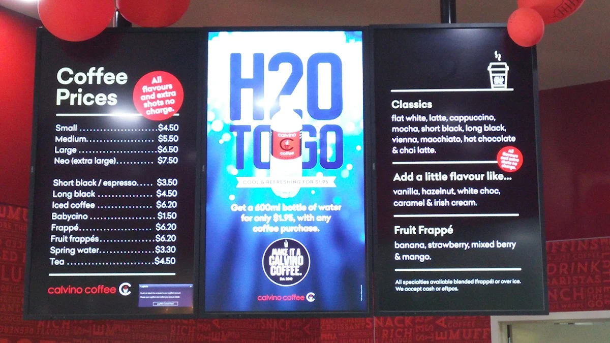 Menu, Southbound McDonald's Geelong