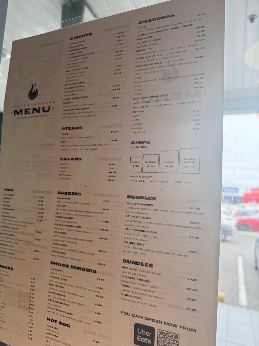 Menu, Charcoal Pit Findon