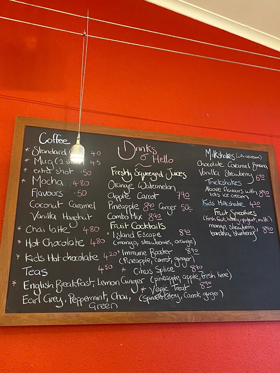 Menu, Hello Cafe