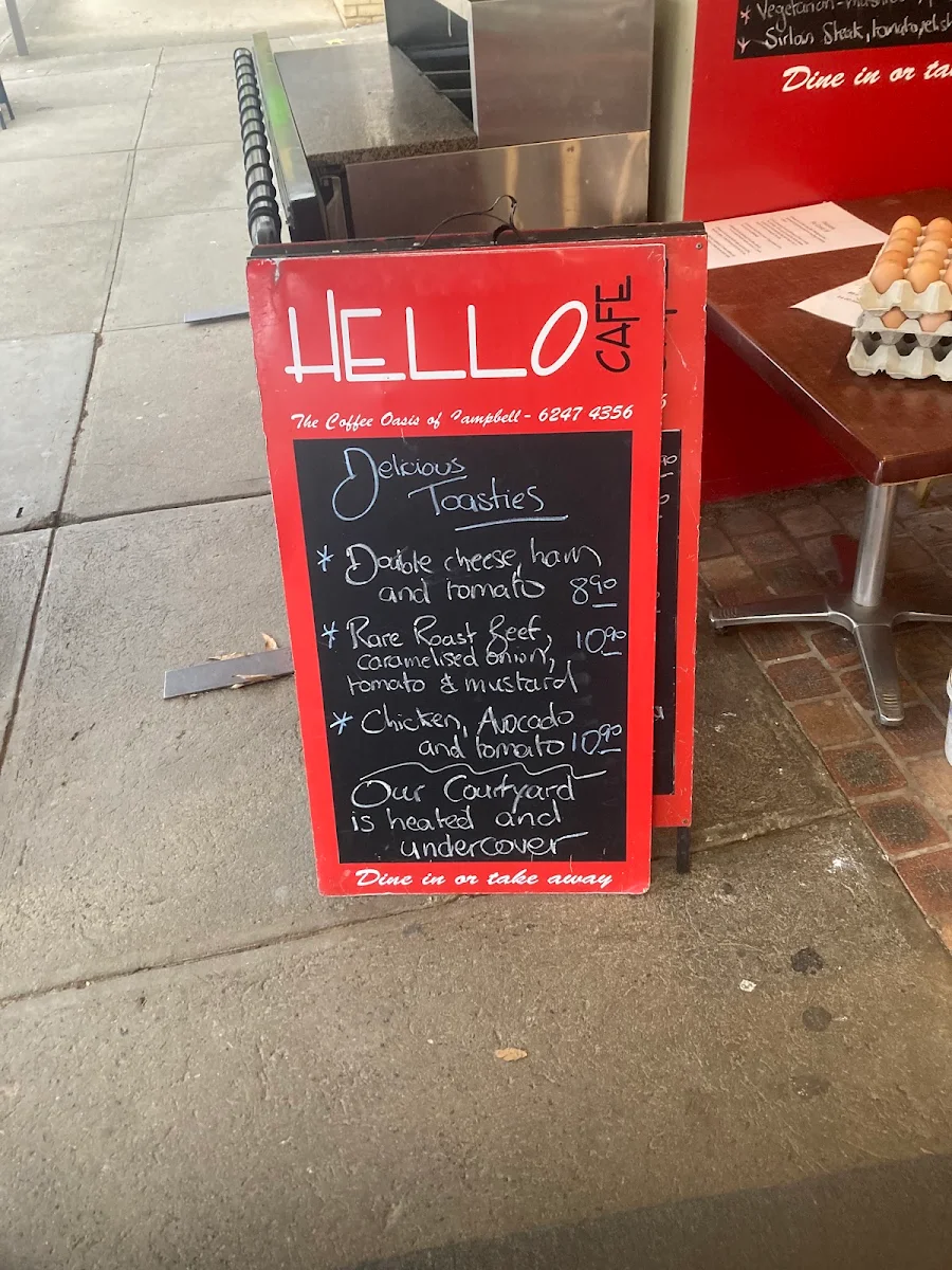 Menu, Hello Cafe