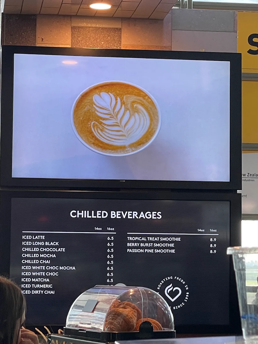 Menu, Hudsons Coffee (Brisbane International Airport)