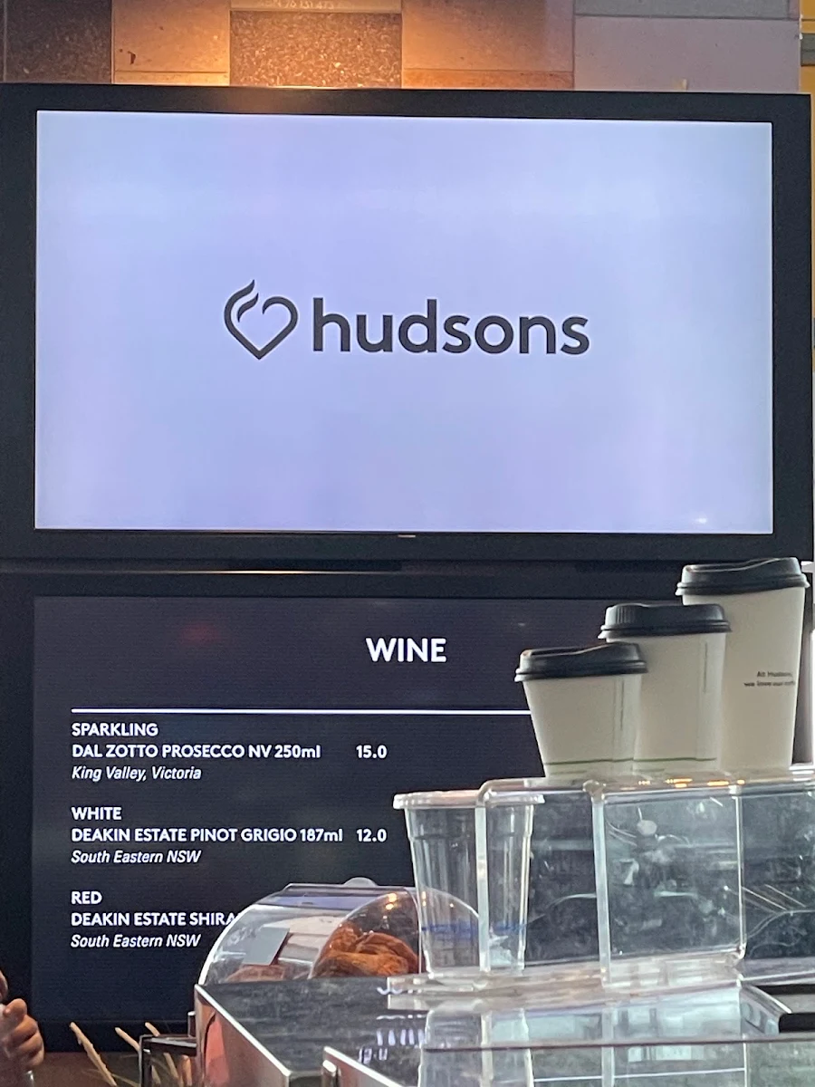 Menu, Hudsons Coffee (Brisbane International Airport)