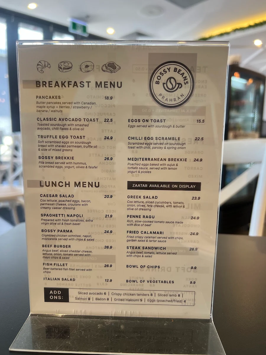 Menu, Bossy Beans