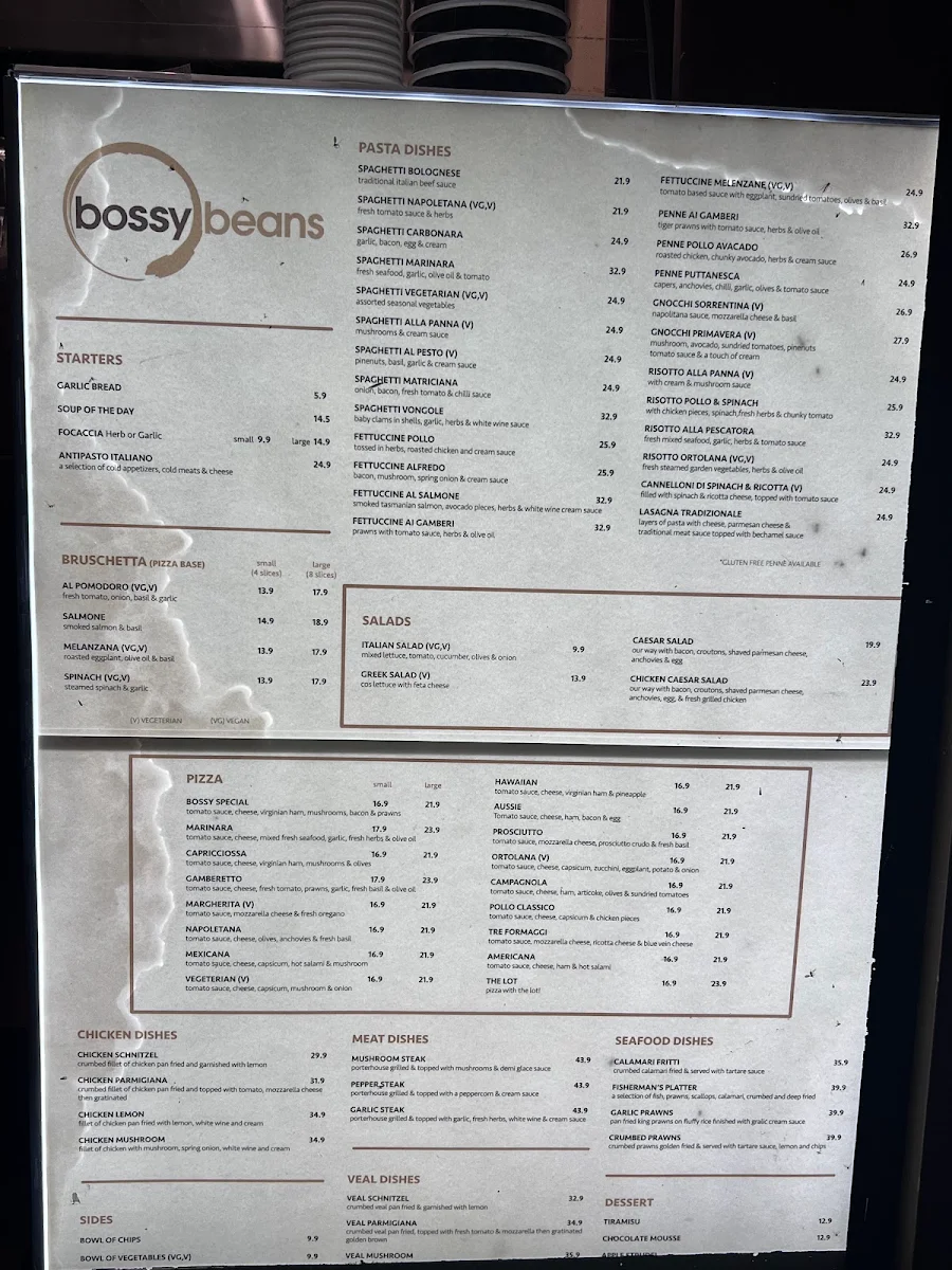Menu, Bossy Beans