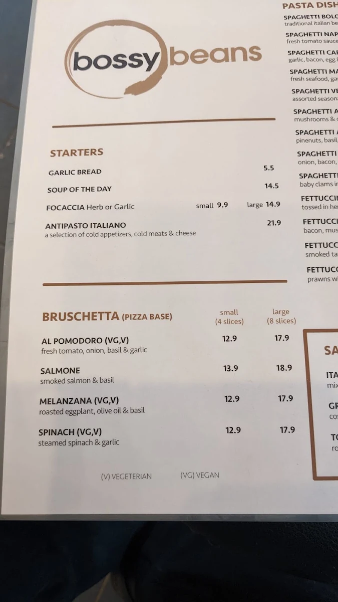 Menu, Bossy Beans