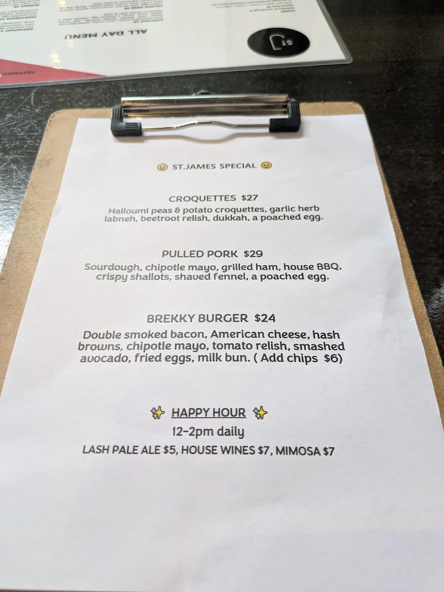 Menu, St James Richmond