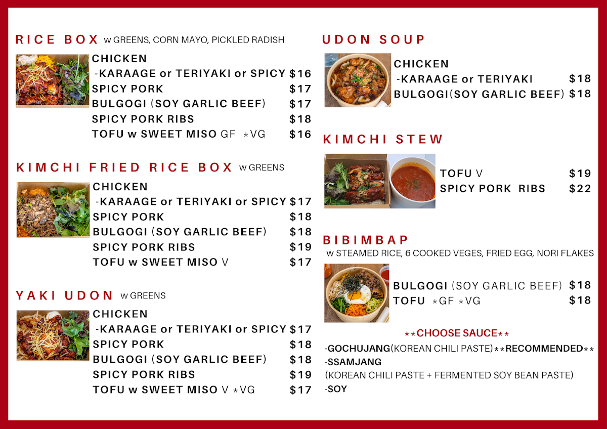Menu, SEOUL BLUES