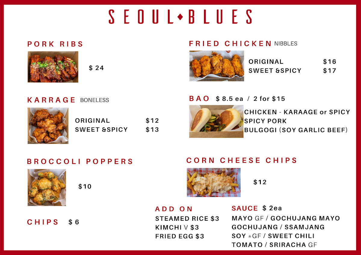 Menu, SEOUL BLUES