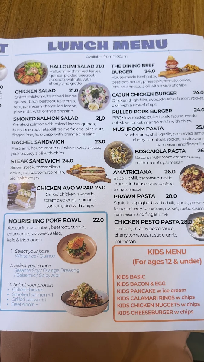 Menu, The Dining and Co Beaumont Hills