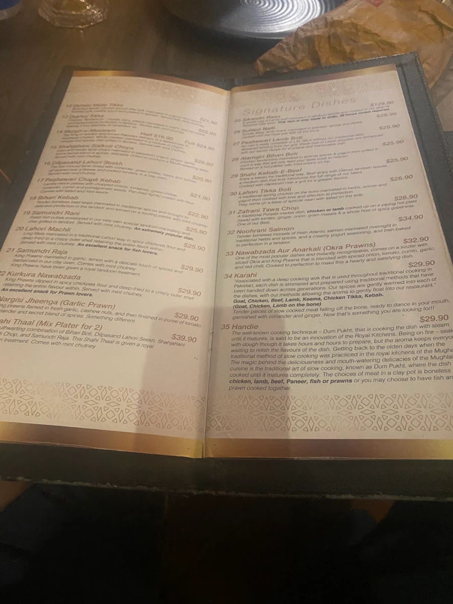 Menu, Lal Qila Darling Harbour