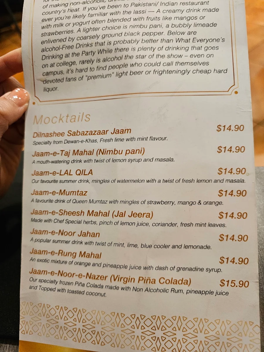 Menu, Lal Qila Darling Harbour