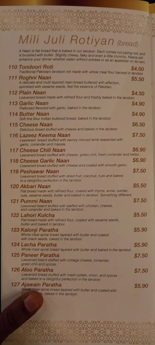 Menu, Lal Qila Darling Harbour