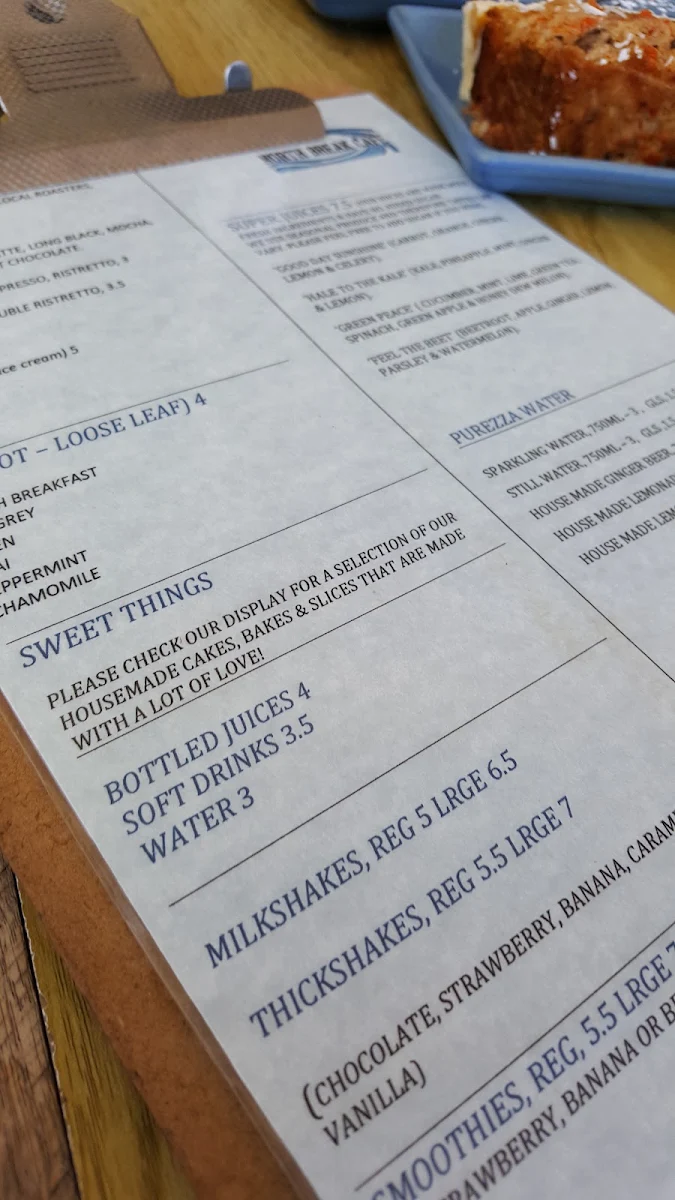 Menu, North Break Cafe