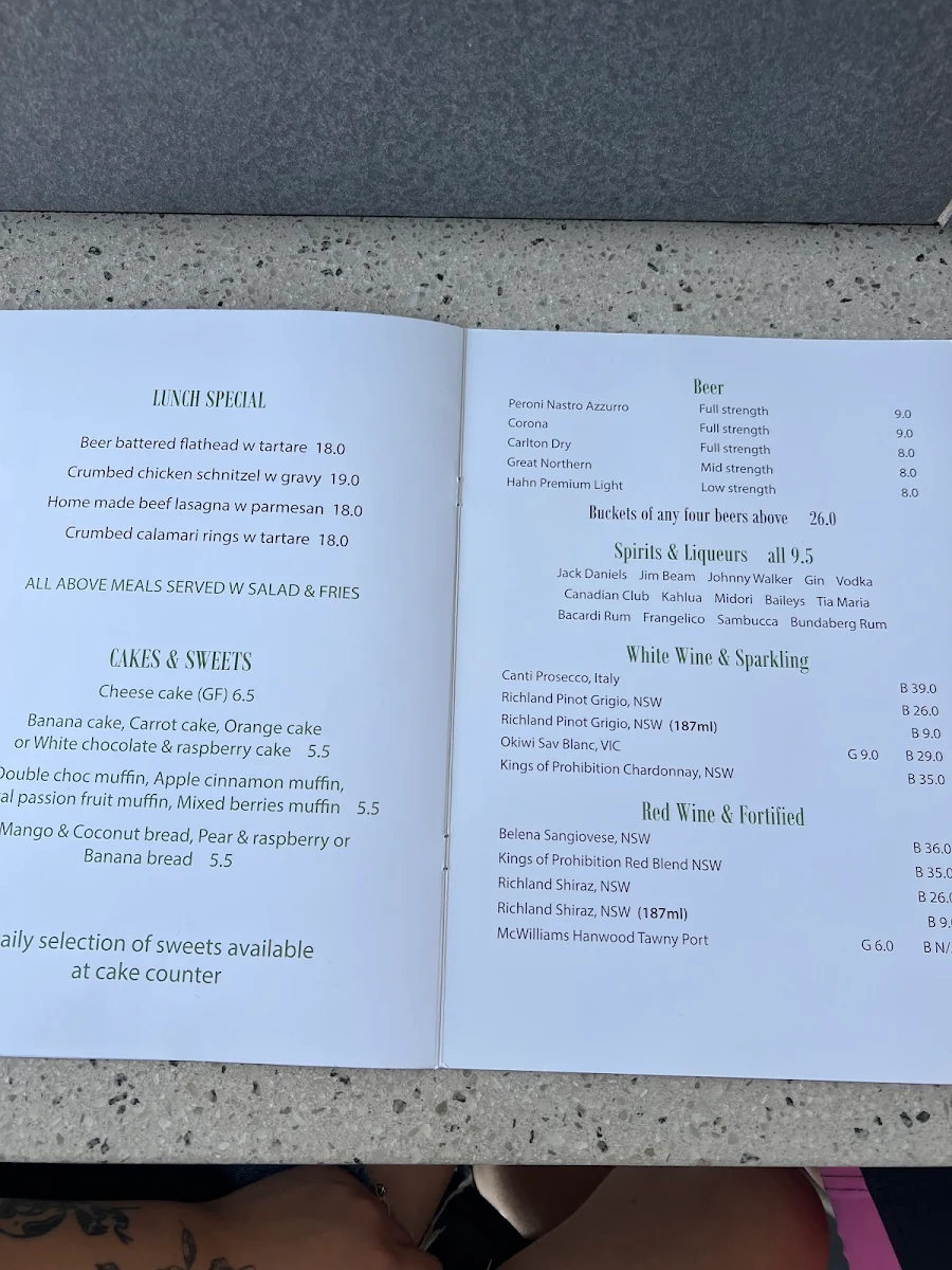 Menu, Pacino's Cafe