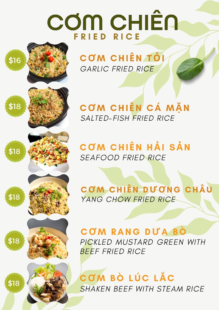 Menu, Viet Pho Restaurant and KTV