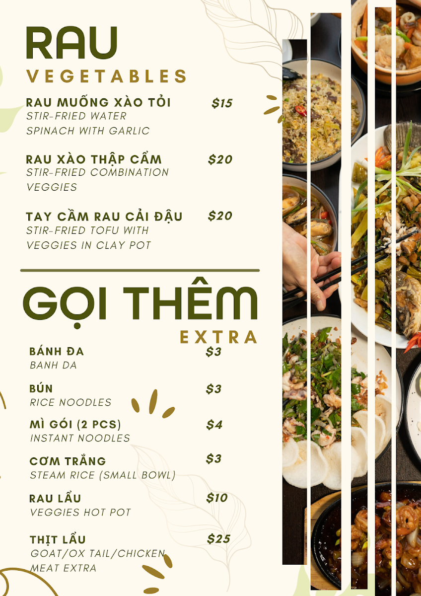 Menu, Viet Pho Restaurant and KTV