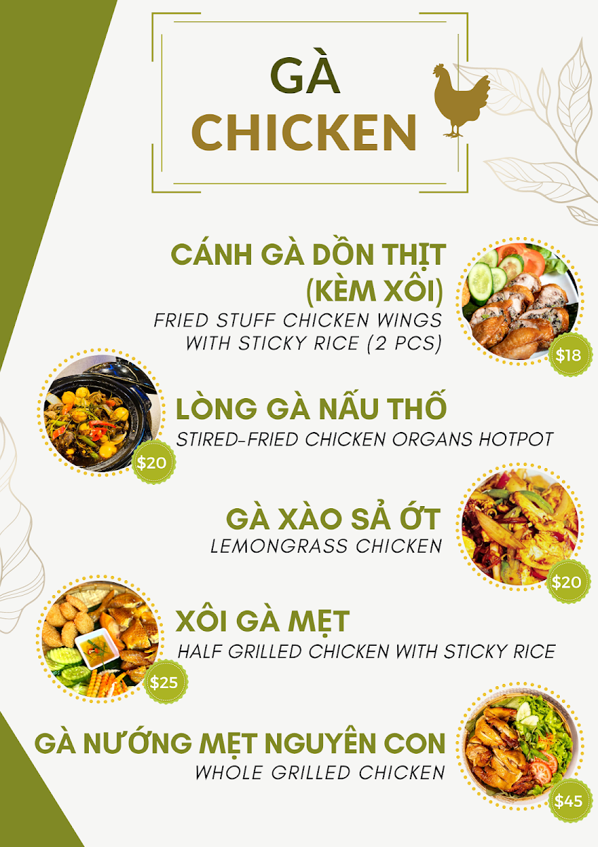 Menu, Viet Pho Restaurant and KTV