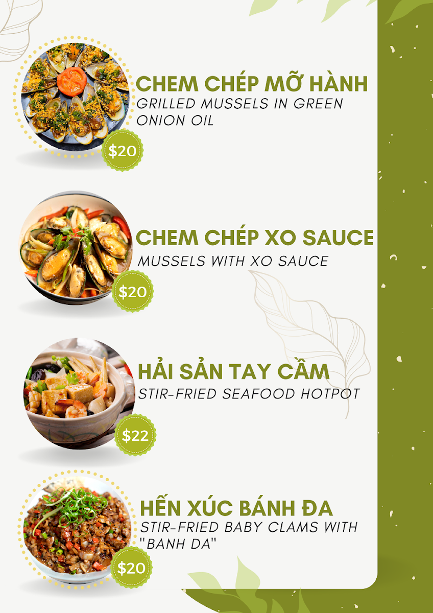 Menu, Viet Pho Restaurant and KTV