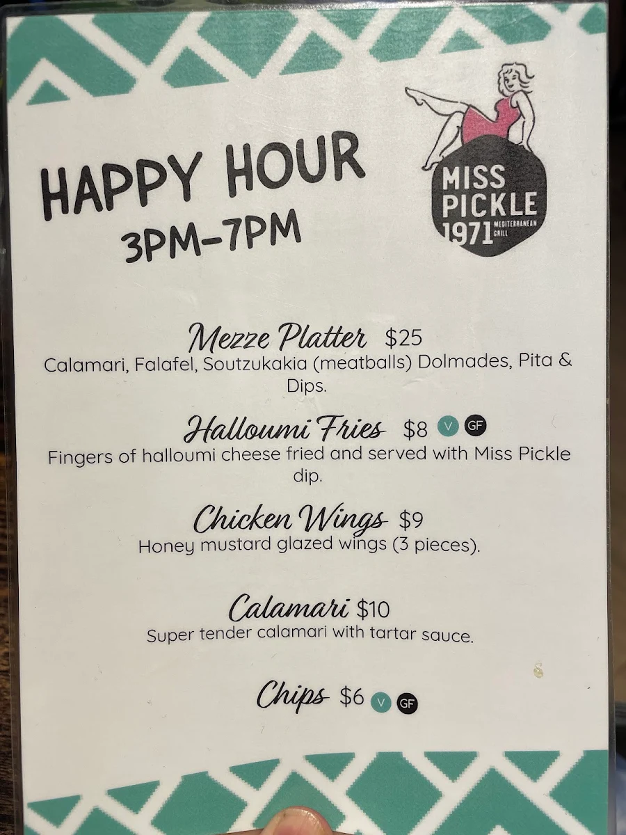 Menu, Miss Pickle 1971 Casey Central