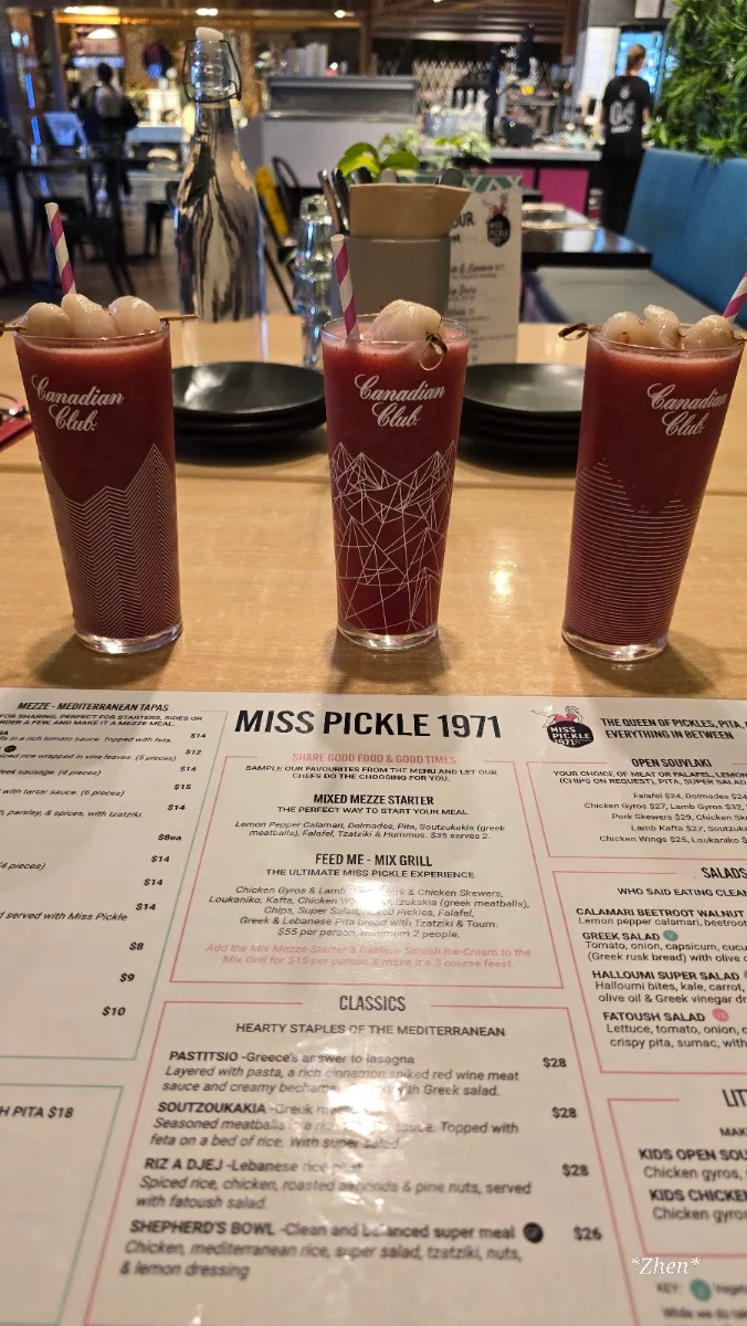 Menu, Miss Pickle 1971 Casey Central