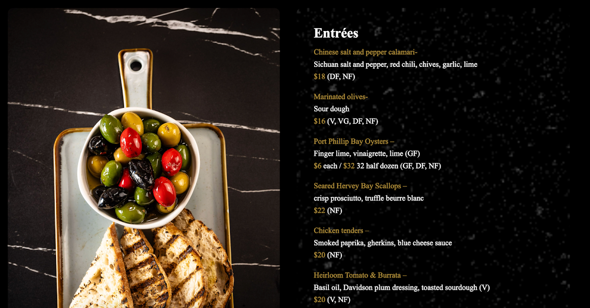 Menu, Pier17 Bar & Grill Restaurant | Docklands Melbourne