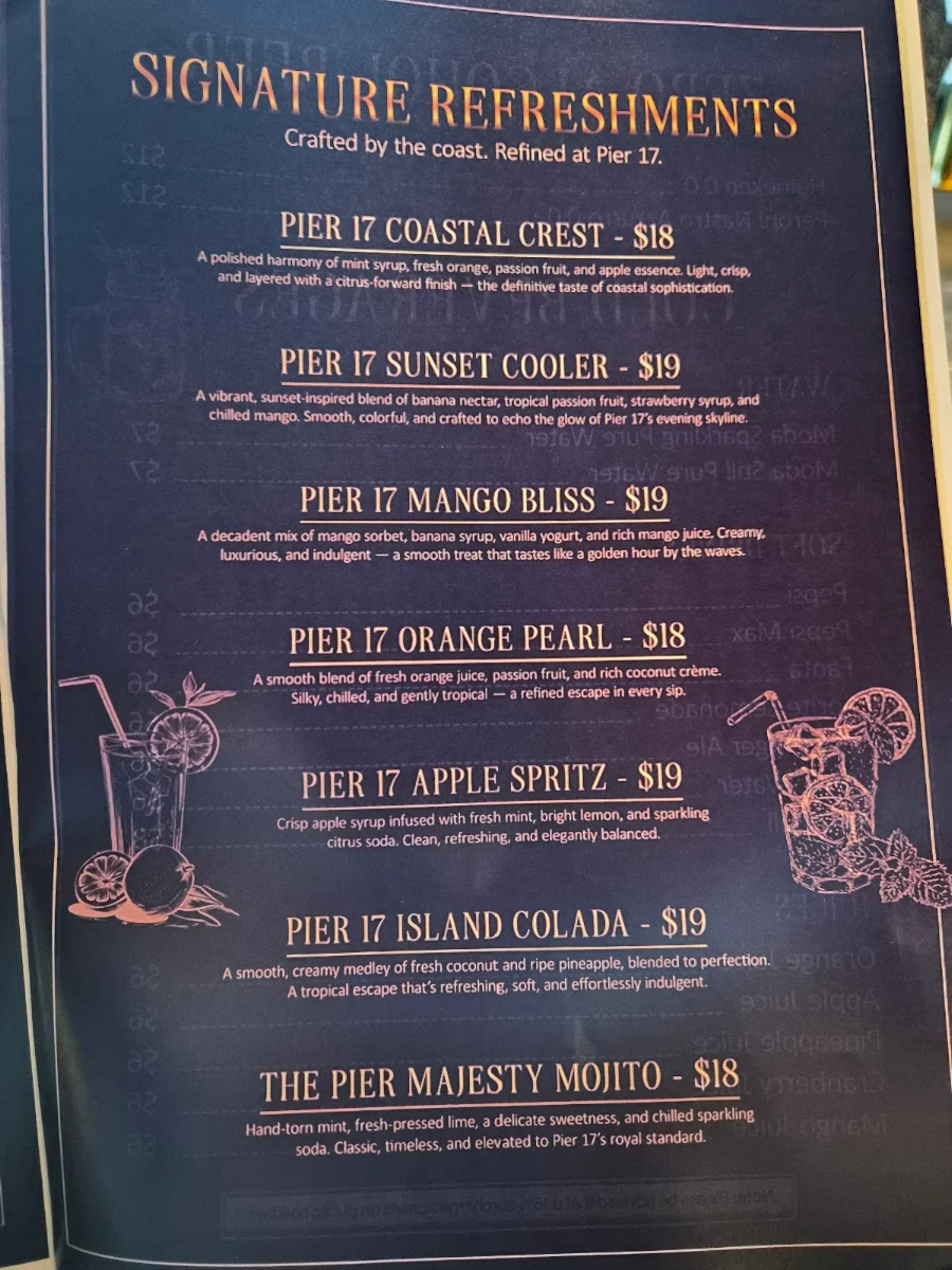 Menu, Pier17 Bar & Grill Restaurant | Docklands Melbourne