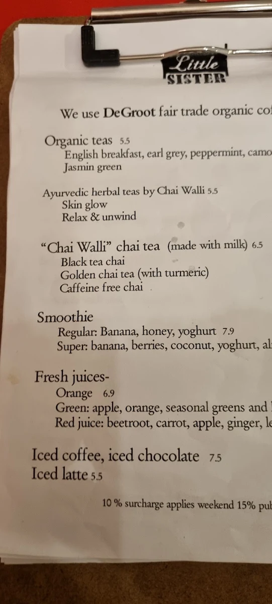 Menu, One Little Sister
