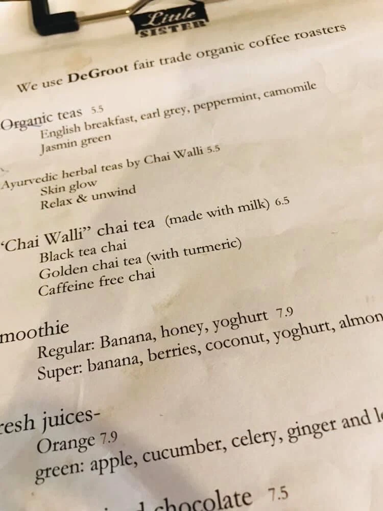 Menu, One Little Sister
