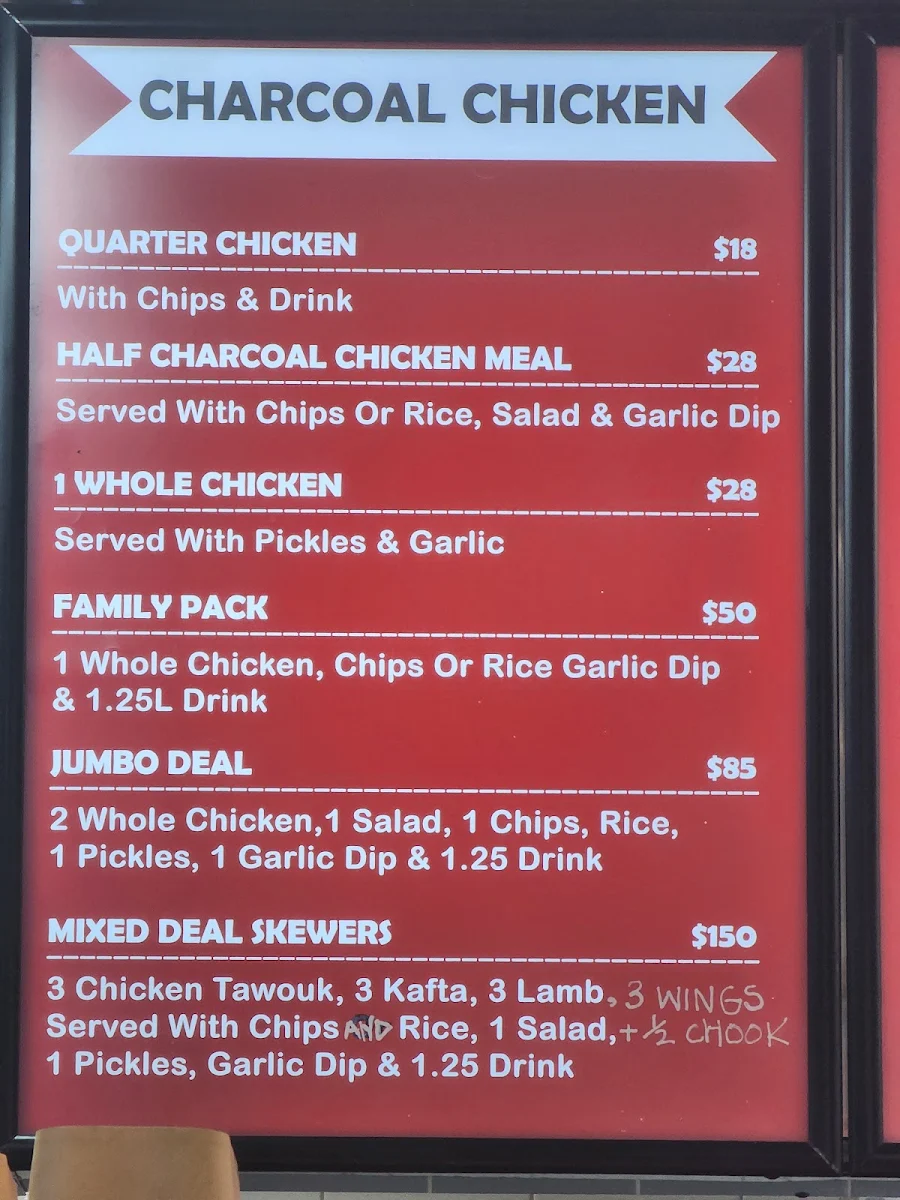 Menu, Charcoal YumYum Chicken