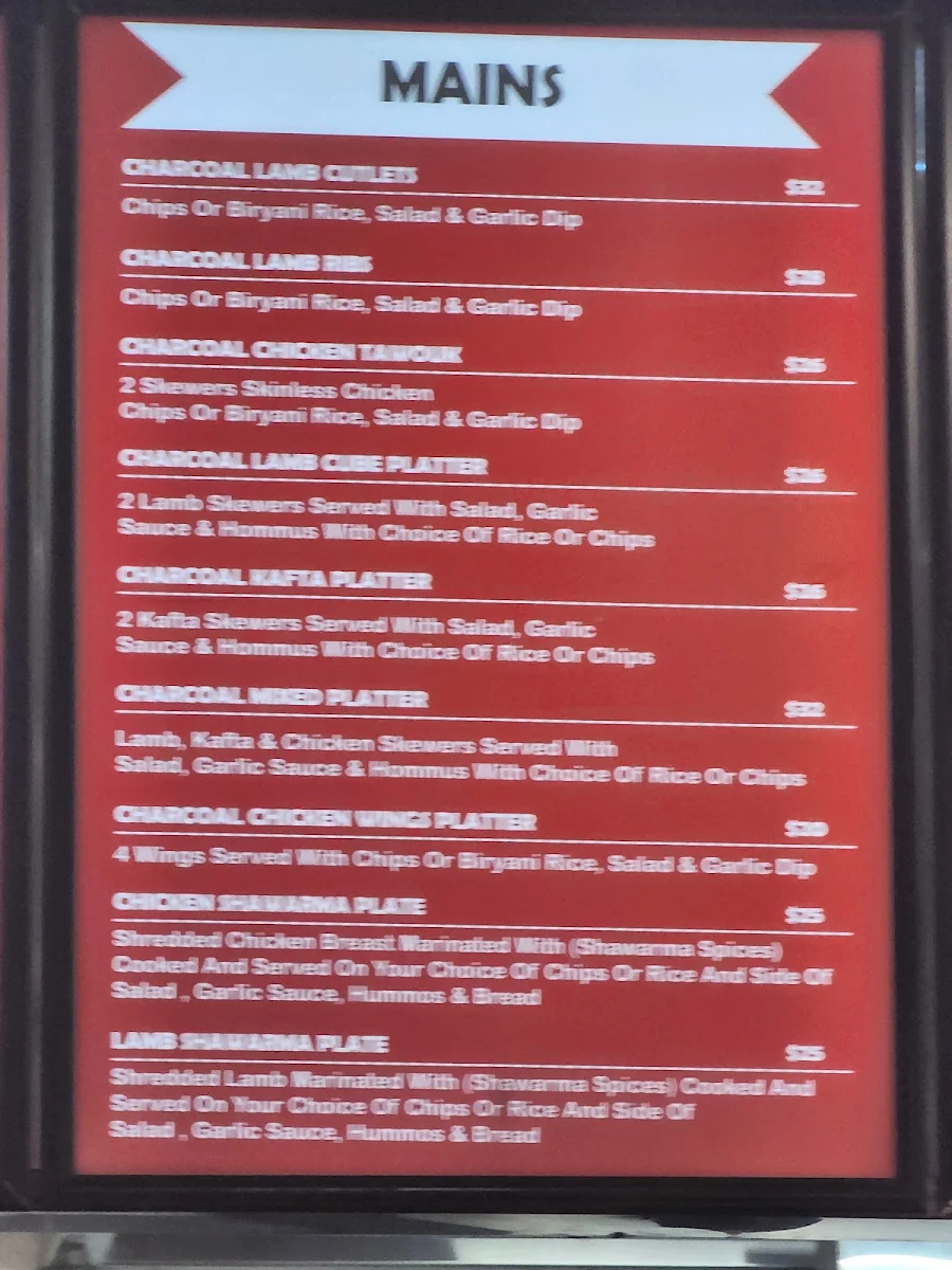 Menu, Charcoal YumYum Chicken