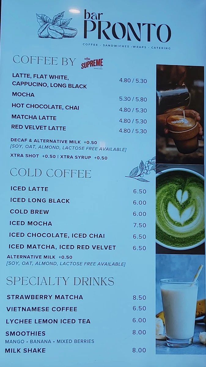 Menu, Bar Pronto