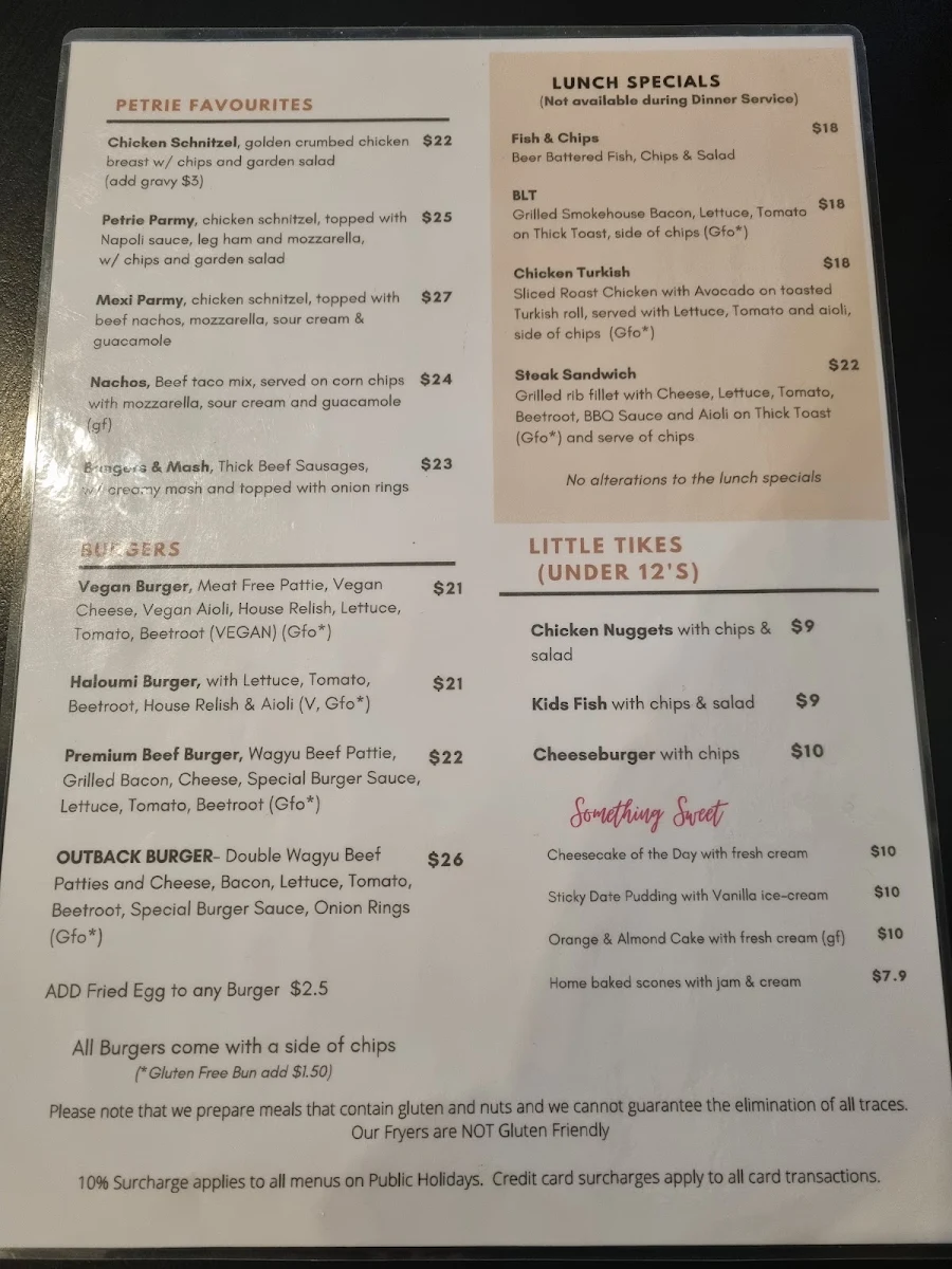 Menu, Heritage Hotel & Function Centre