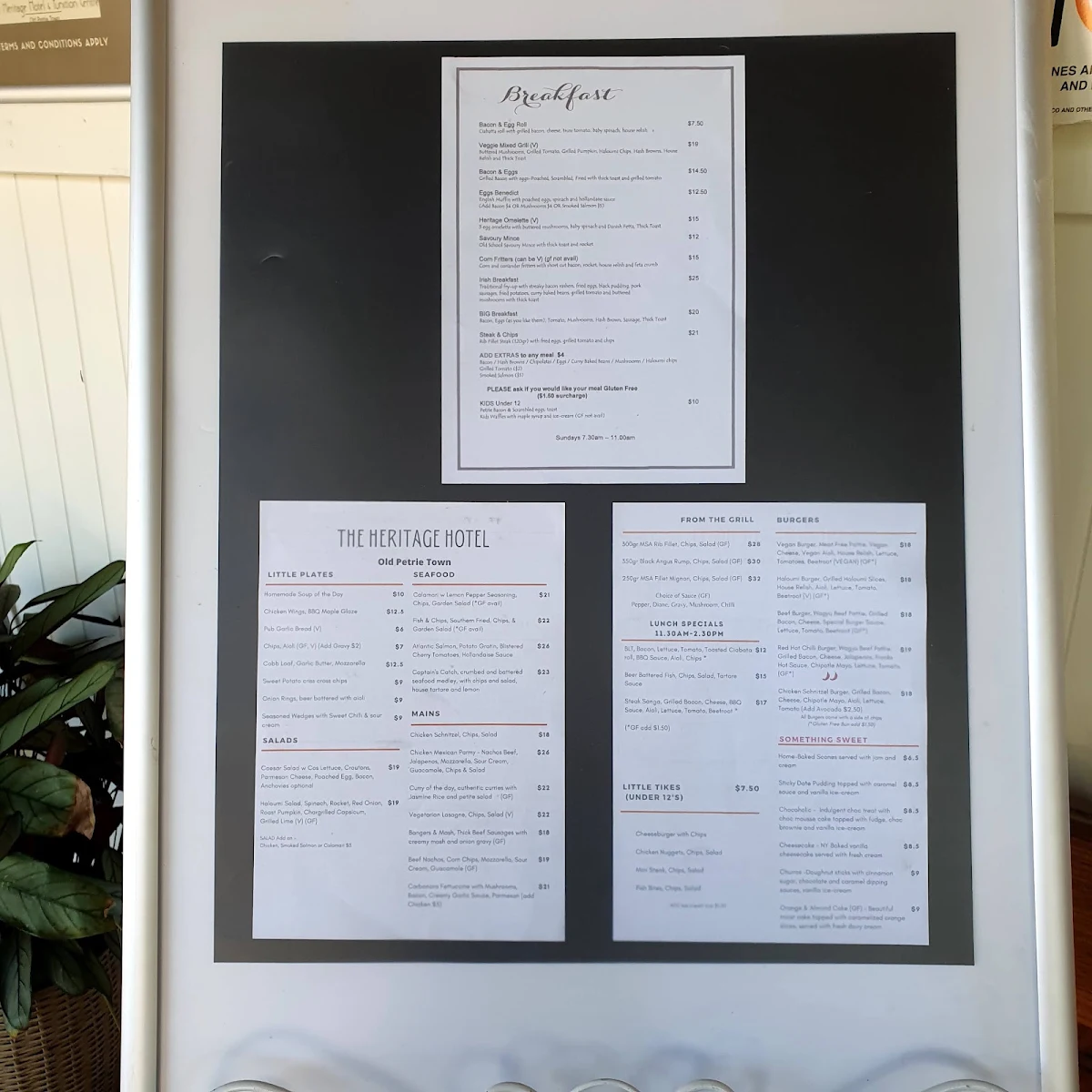 Menu, Heritage Hotel & Function Centre
