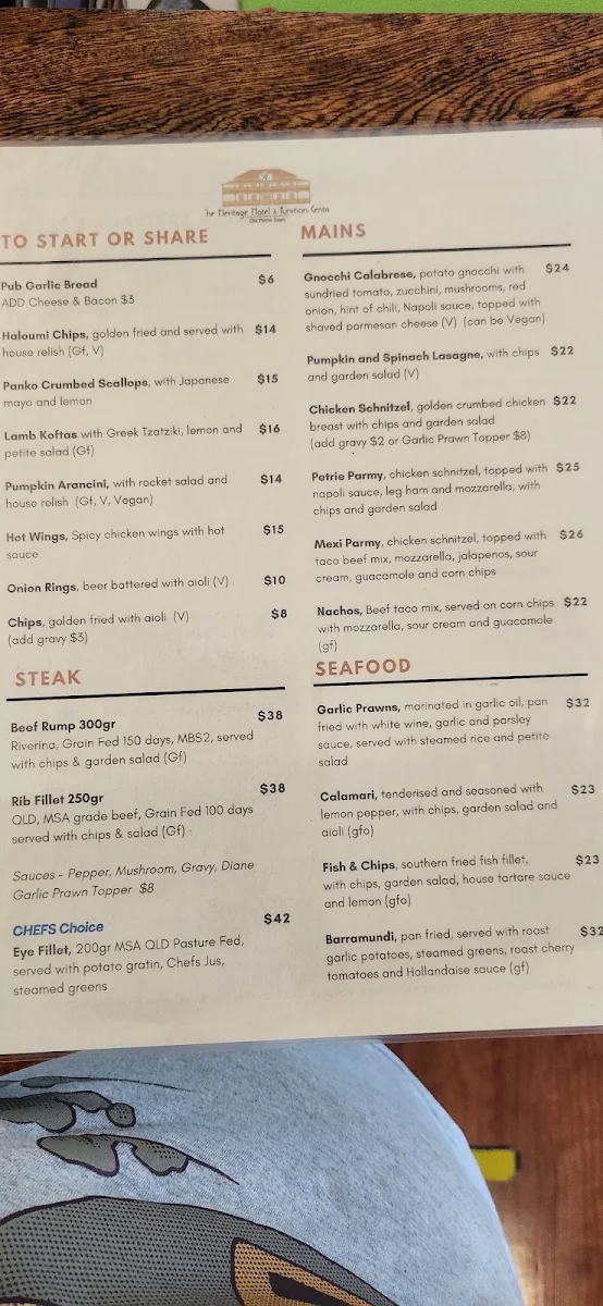 Menu, Heritage Hotel & Function Centre