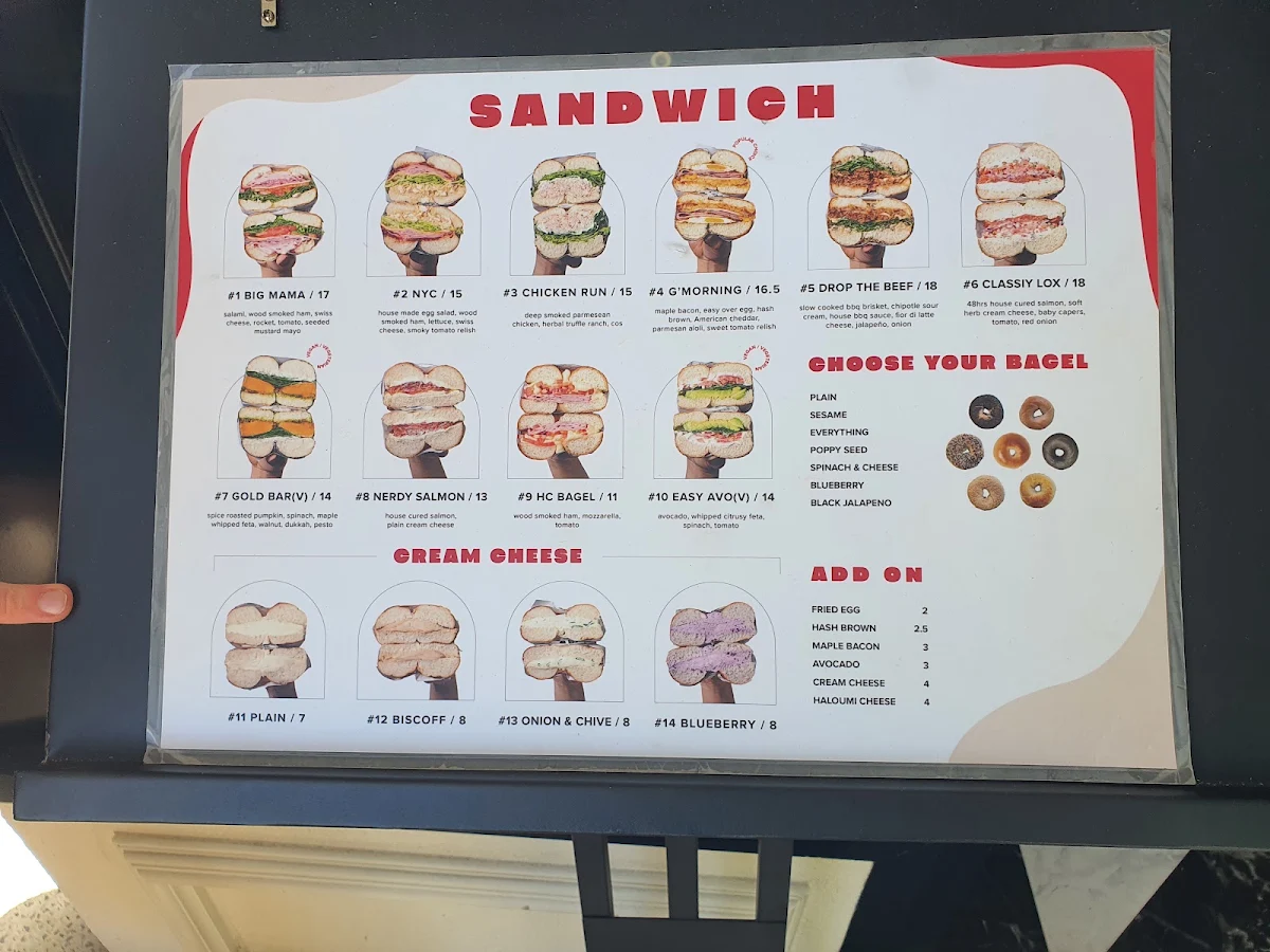 Menu, O Bagel Southport