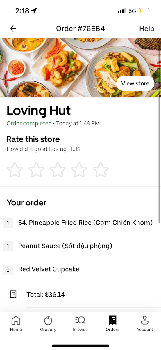 Menu, Loving Hut Cabramatta