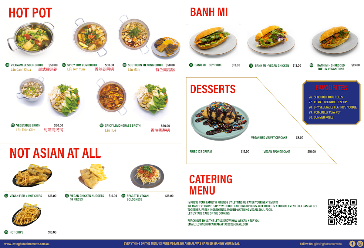 Menu, Loving Hut Cabramatta