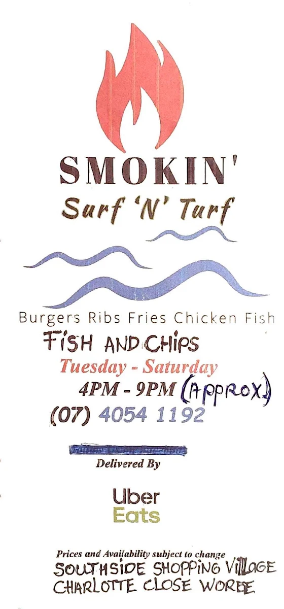Menu, Smokin surf n turf