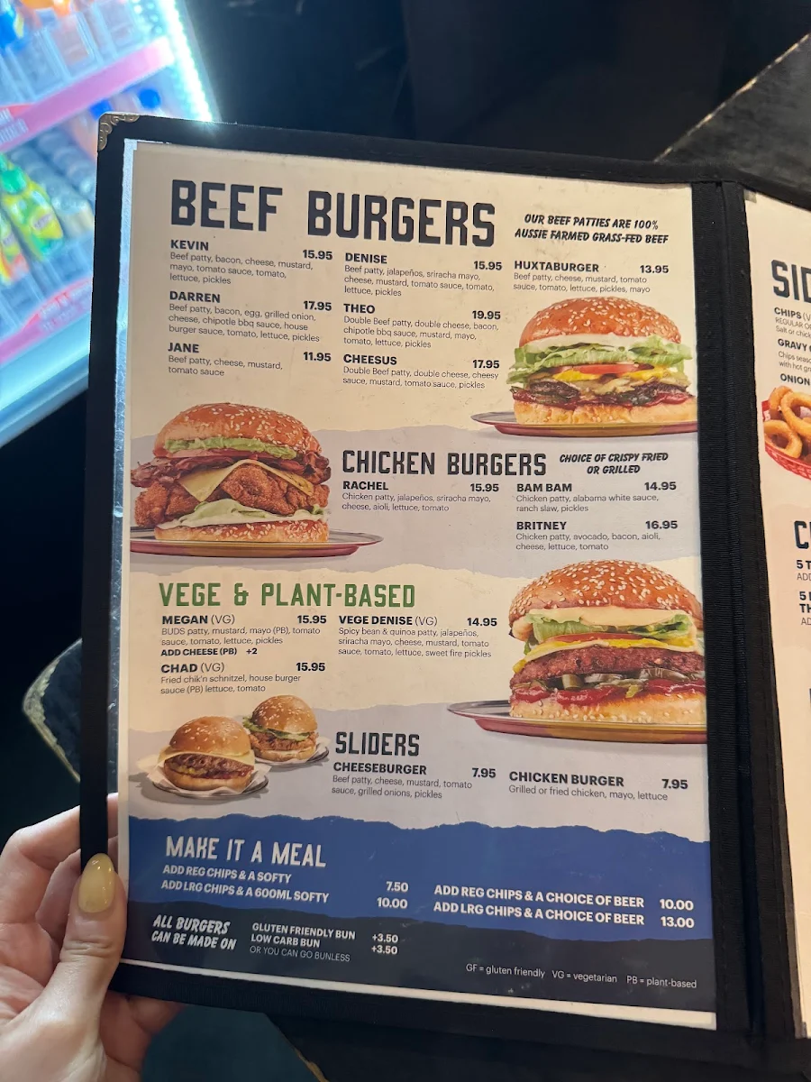 Menu, Huxtaburger Collingwood