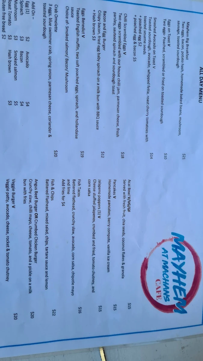Menu, Mayhem At Machans