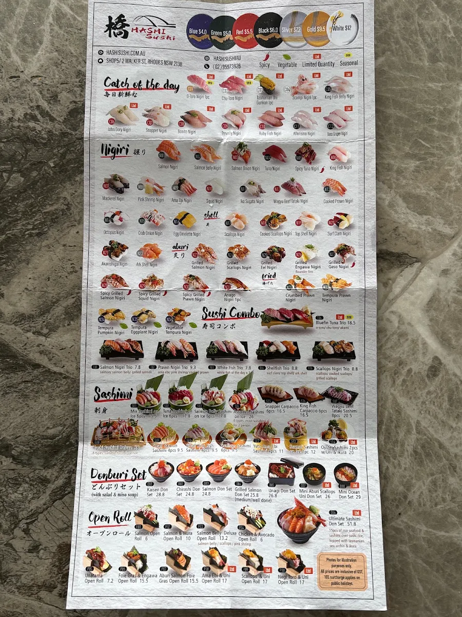 Menu, Hashi Sushi Rhodes