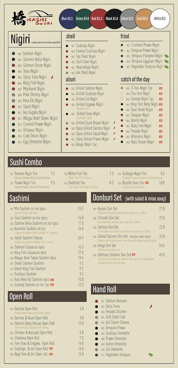 Menu, Hashi Sushi Rhodes