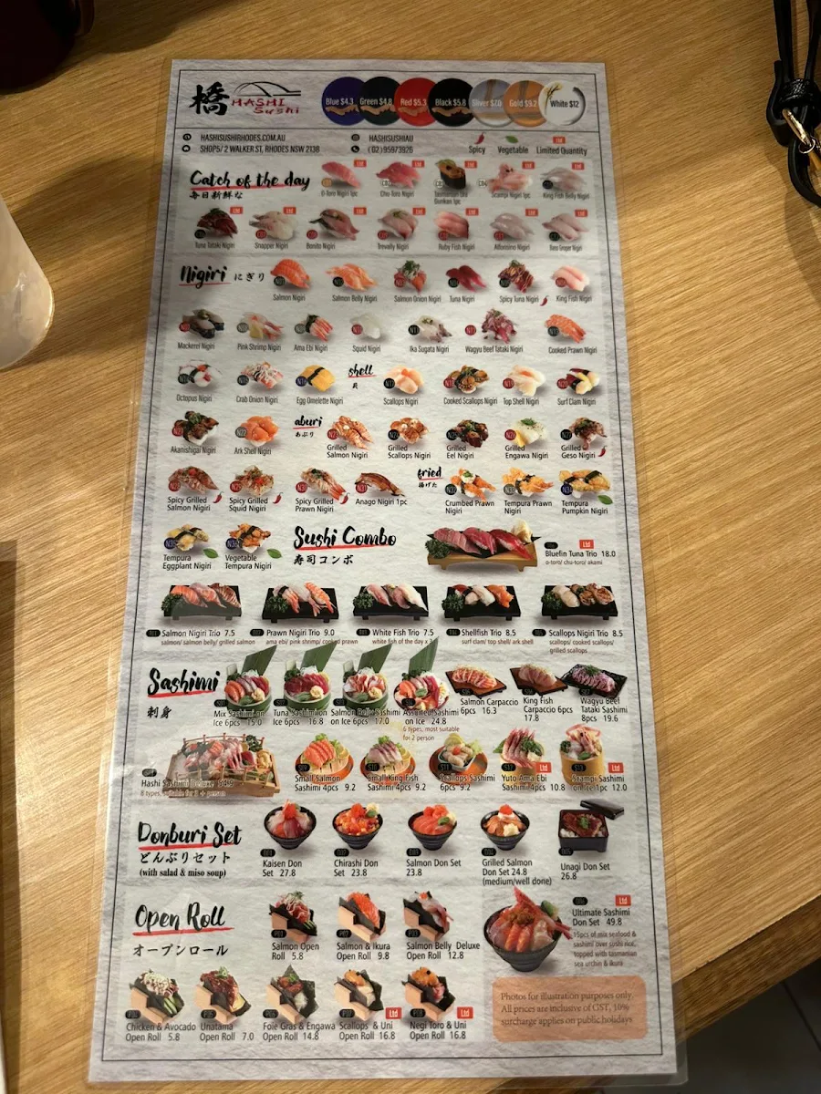 Menu, Hashi Sushi Rhodes