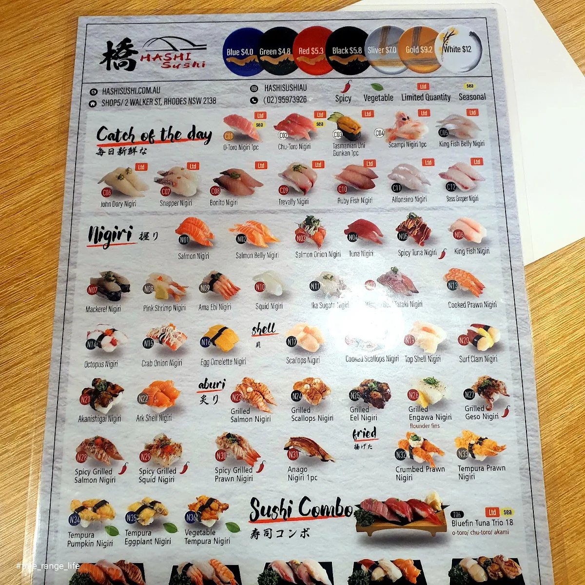 Menu, Hashi Sushi Rhodes