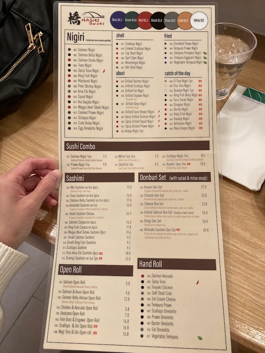 Menu, Hashi Sushi Rhodes