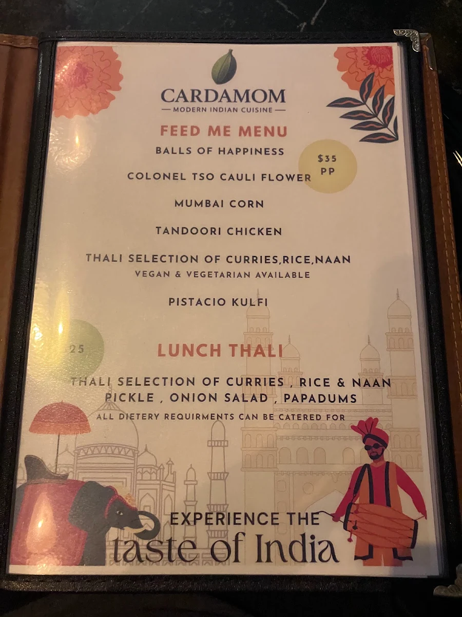 Menu, Cardamom Restaurant