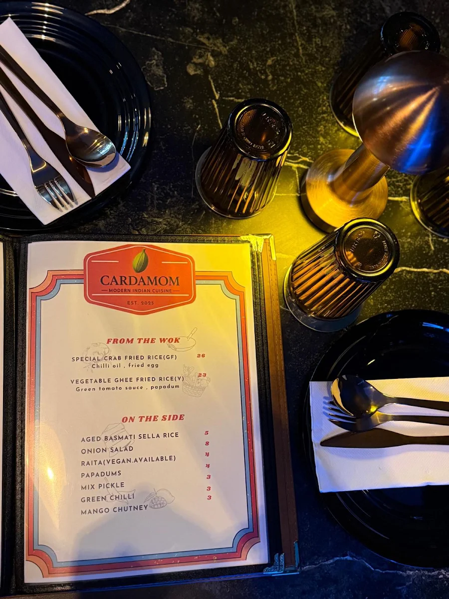 Menu, Cardamom Restaurant